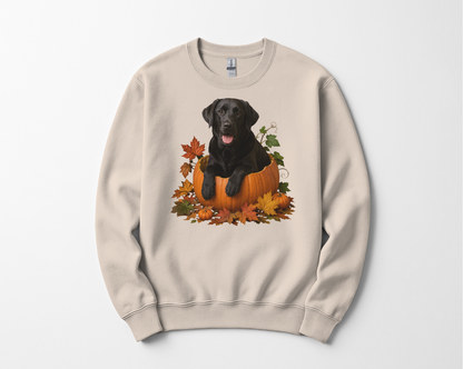 Black Lab Pumpkin Sweatshirt Fall Dog Lover Autumn Labrador Cozy Crewneck Gift Pullover Apparel