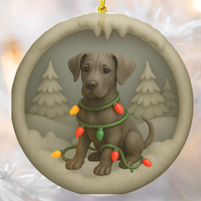 Personalized Great Dane Christmas Ornament • 3D Clay-Style Dog Keepsake with Lights
