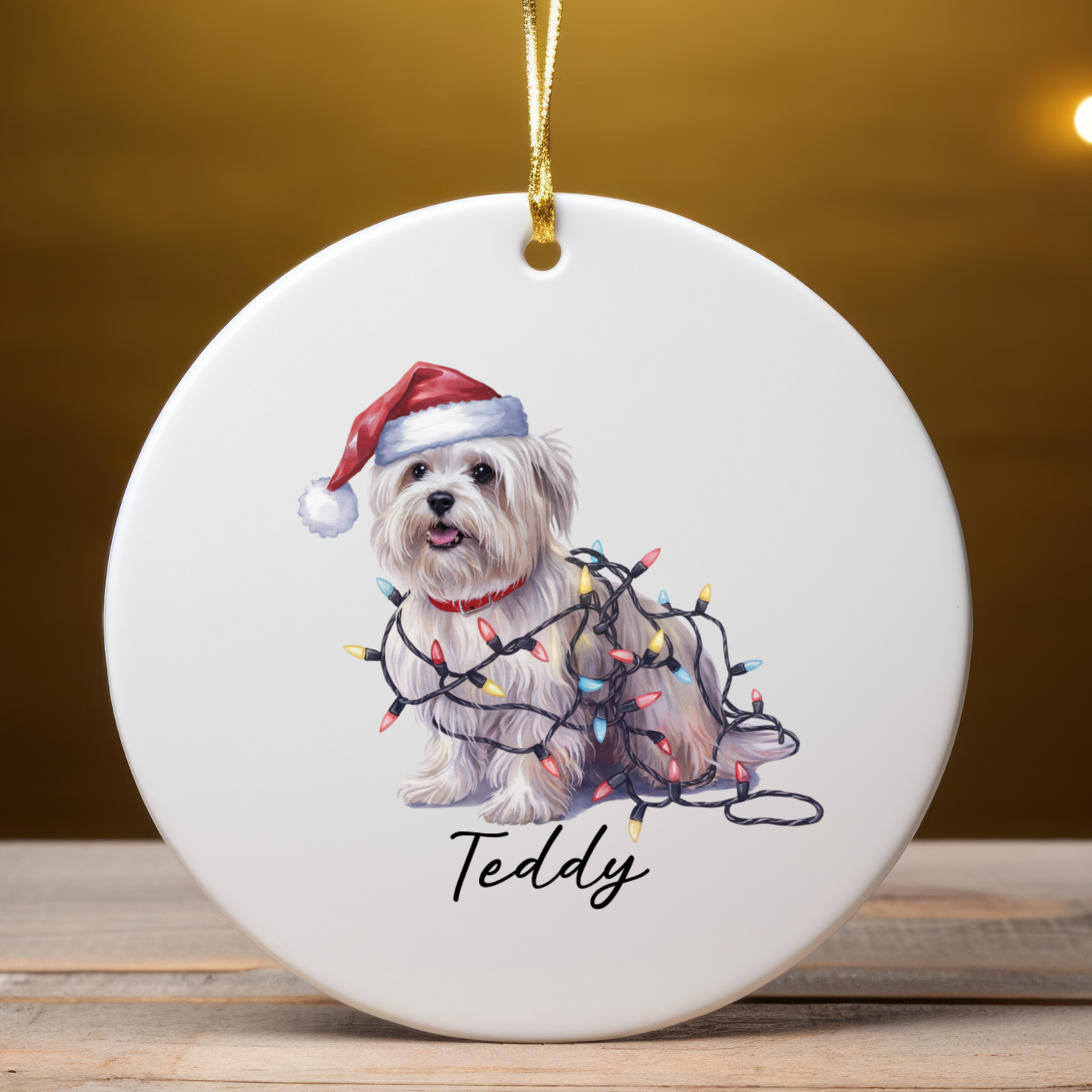 Maltese Christmas Ornament, Personalized Dog Keepsake