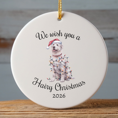 Christmas Kuvasz Ornament, Christmas Lights Dog Keepsake