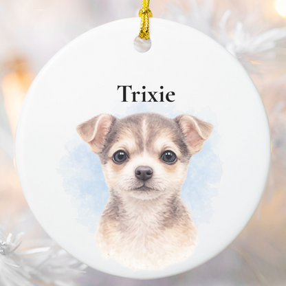 Personalized Watercolor Pet Ornament Custom Dog Cat Photo Christmas Gift