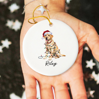 Load image into Gallery viewer, Yellow Labrador Retriever Ornament, Personalized Dog Christmas Keepsake
