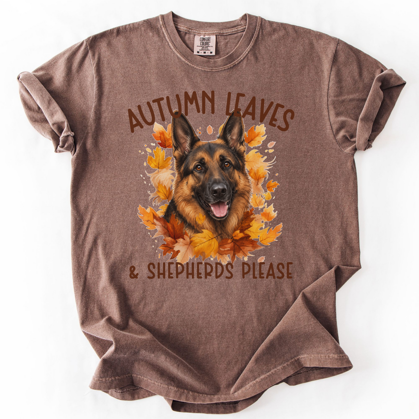German Shepherd Mom Fall Shirt, Autumn Leaves & Shepherds Please