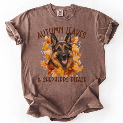 German Shepherd Mom Fall Shirt, Autumn Leaves & Shepherds Please