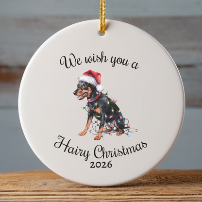 Christmas Miniature Pinscher Ornament, Christmas Lights Dog Keepsake