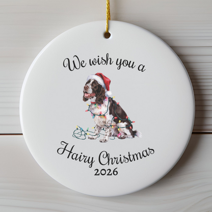 Christmas Brown Springer Spaniel Ornament, Christmas Lights Dog Keepsake