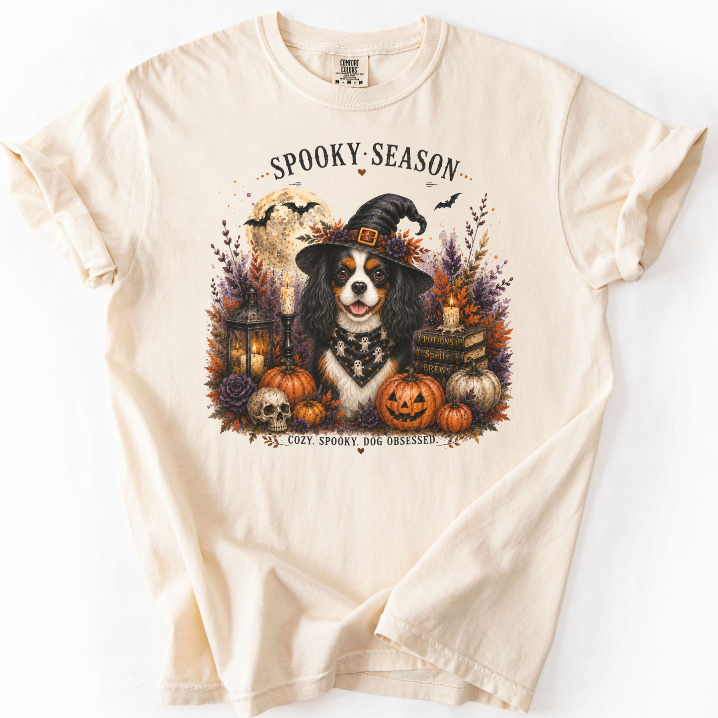 Tricolor Cavalier Spooky Season Dog Mom Halloween Shirt