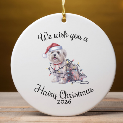 Christmas Maltese Ornament, Christmas Lights Dog Keepsake