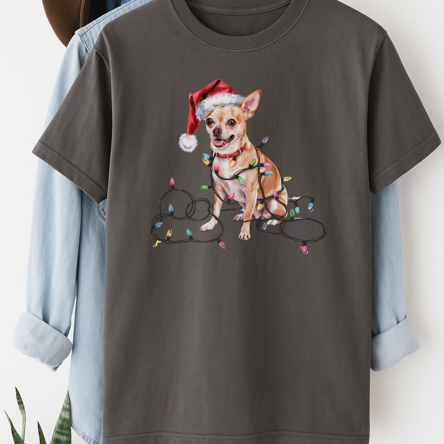 Christmas Chihuahua Shirt, Christmas Dog Tee, Christmas Lights Dog Tee, Chihuahua Mom Tshirt, Gift for Dog Lover, Chihuahua
