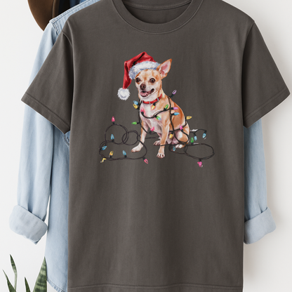 Christmas Chihuahua Shirt, Christmas Dog Tee, Christmas Lights Dog Tee, Chihuahua Mom Tshirt, Gift for Dog Lover, Chihuahua
