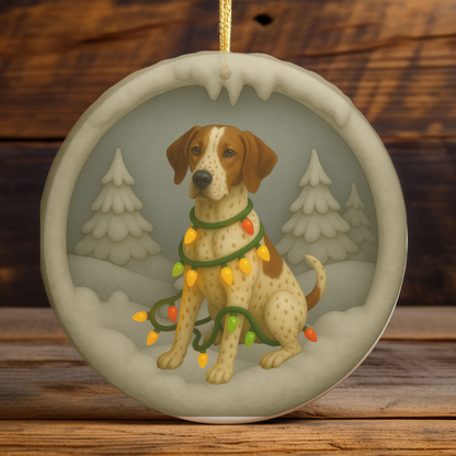 Personalized English Pointer Christmas Ornament, 3D Clay-Style Dog Keepsake with Lights