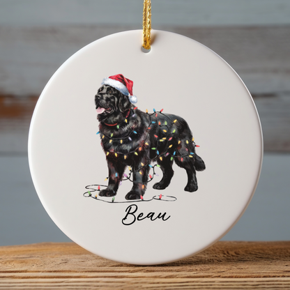 Black Newfoundland Ornament, Personalized Dog Keepsake