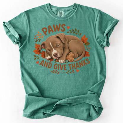 Pitbull Thanksgiving Shirt, Paws Give Thanks Tee, Fall Pit Bull Dog Lover Gift