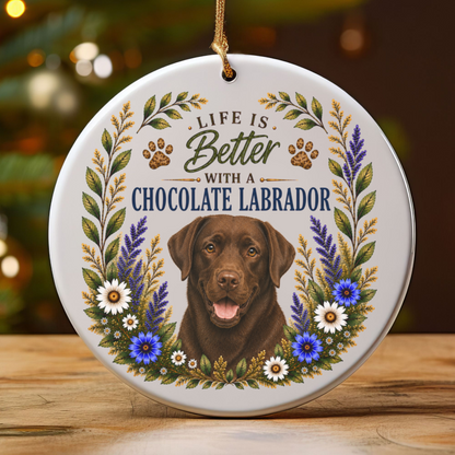 Chocolate Lab Ornament, Labrador Retriever Gift, Chocolate Lab Mom Gift, Dog Lover Keepsake