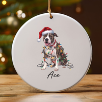 Load image into Gallery viewer, Personalized Pitbull Dog Ornament, Custom Ceramic Pet Keepsake

