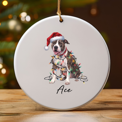 Personalized Pitbull Dog Ornament, Custom Ceramic Pet Keepsake