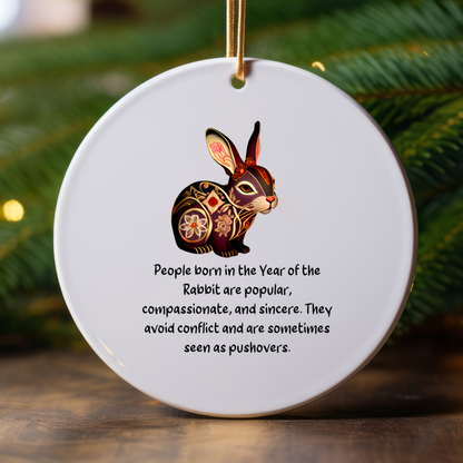 Chinese Zodiac Rabbit Ornament, Year of the Rabbit Horoscope Gift for Lunar New Year