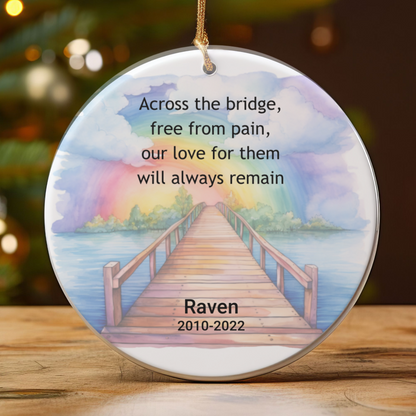 Pet Memorial Two-Sided Ornament, Rainbow Bridge Keepsake, Dog Cat Loss Sympathy Gift