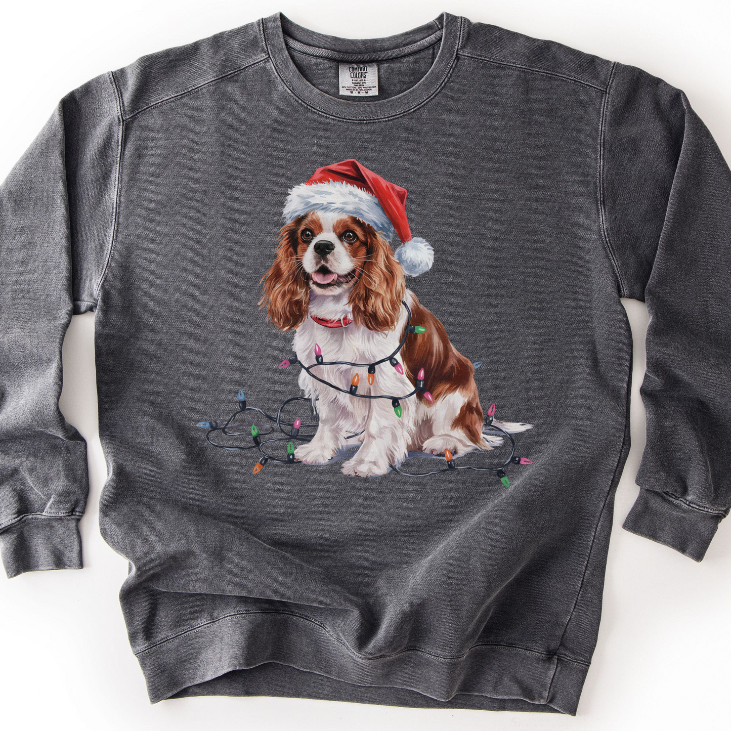 Blenheim Cavalier King Charles Spaniel Christmas Lights Sweatshirt