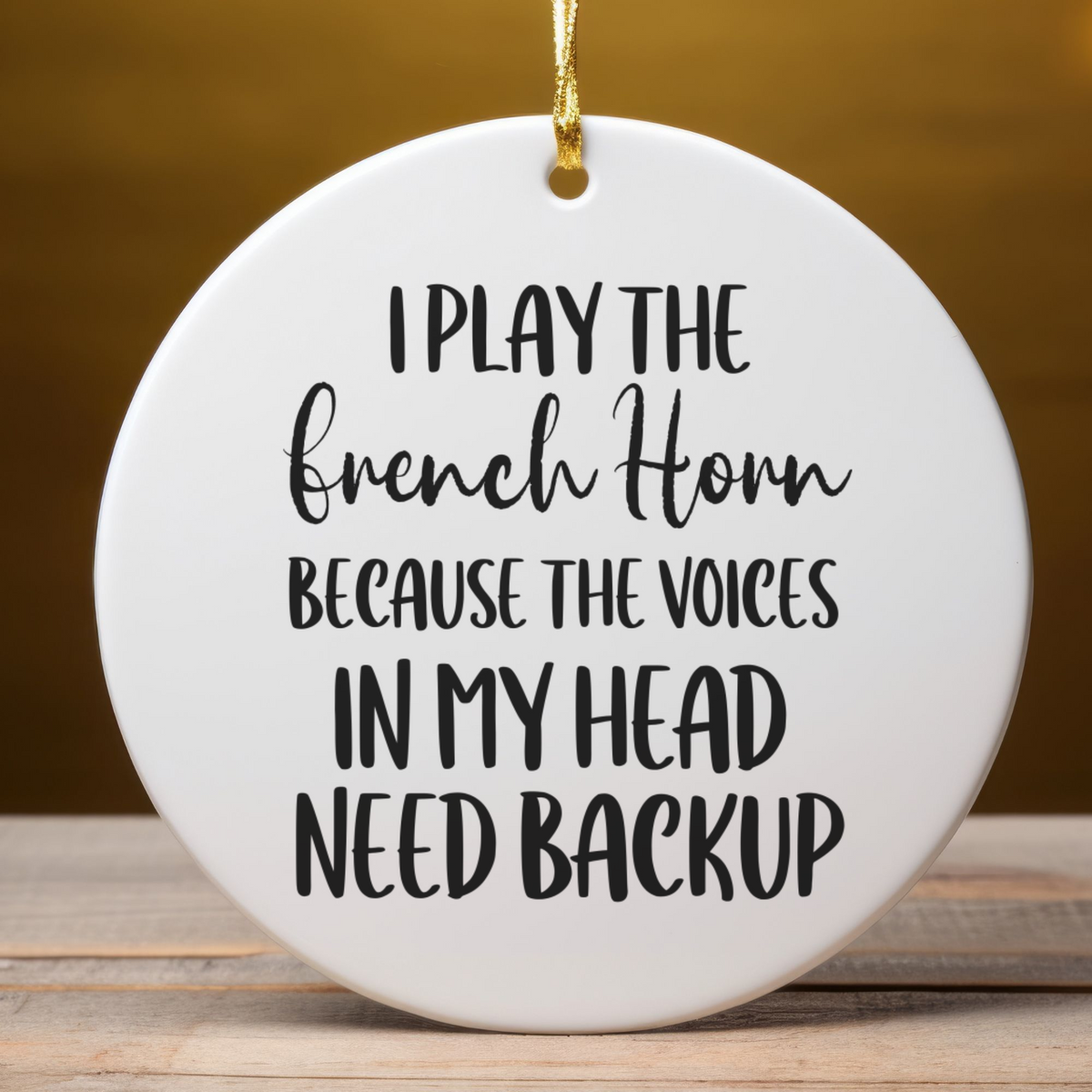 French Horn Ornament, Ceramic Musician Gift
