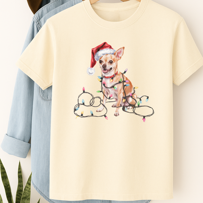 Christmas Chihuahua Shirt, Christmas Dog Tee, Christmas Lights Dog Tee, Chihuahua Mom Tshirt, Gift for Dog Lover, Chihuahua