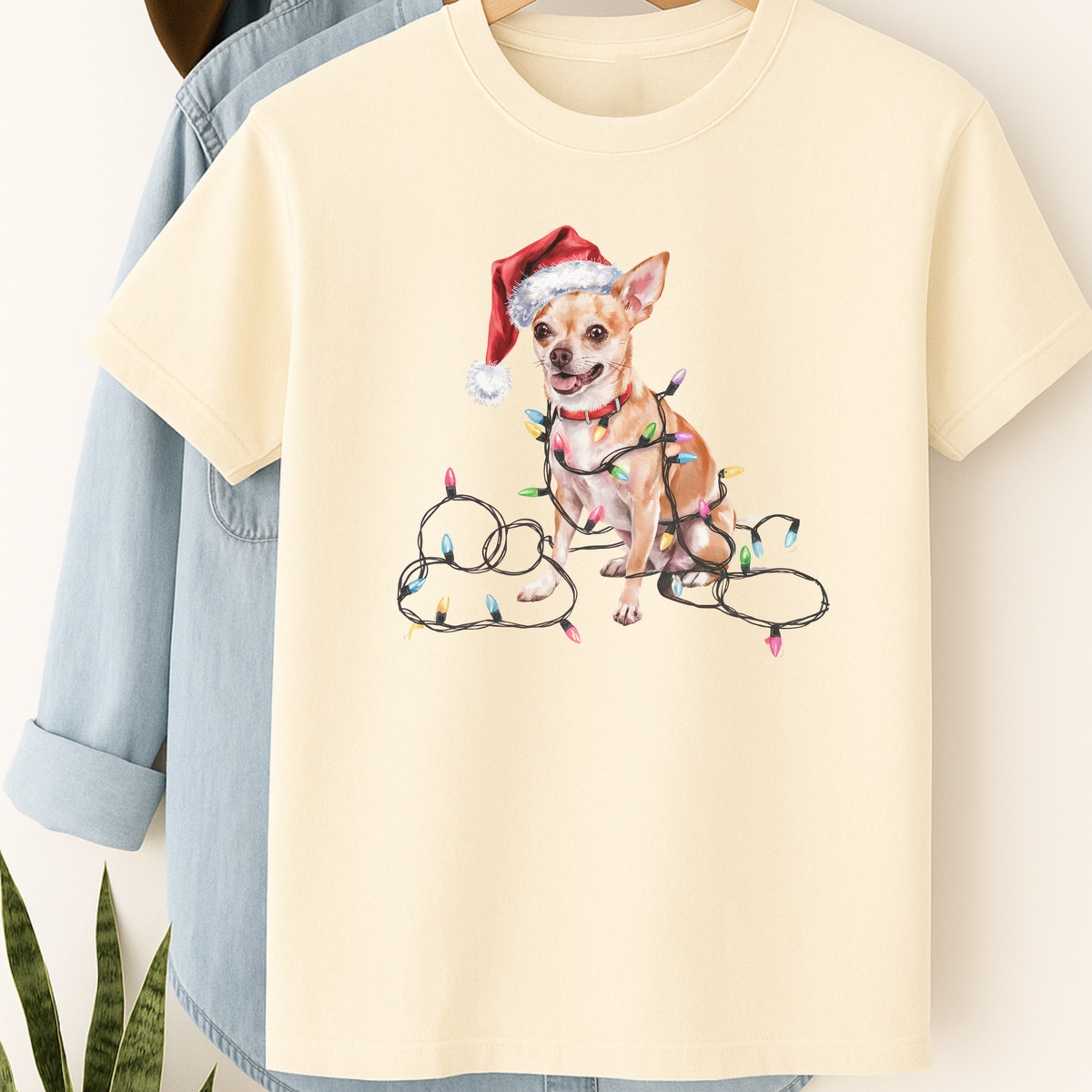 Christmas Chihuahua Shirt, Christmas Dog Tee, Christmas Lights Dog Tee, Chihuahua Mom Tshirt, Gift for Dog Lover, Chihuahua
