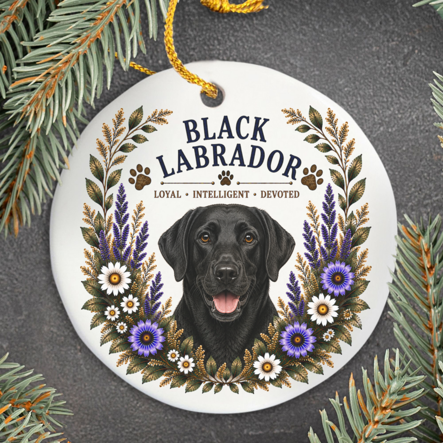 Black Lab Loyal • Intelligent • Devoted Ornament