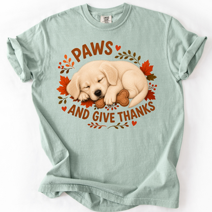 English Cream Golden Retriever Thanksgiving Shirt, Paws Give Thanks Tee, Fall Dog Lover Gift