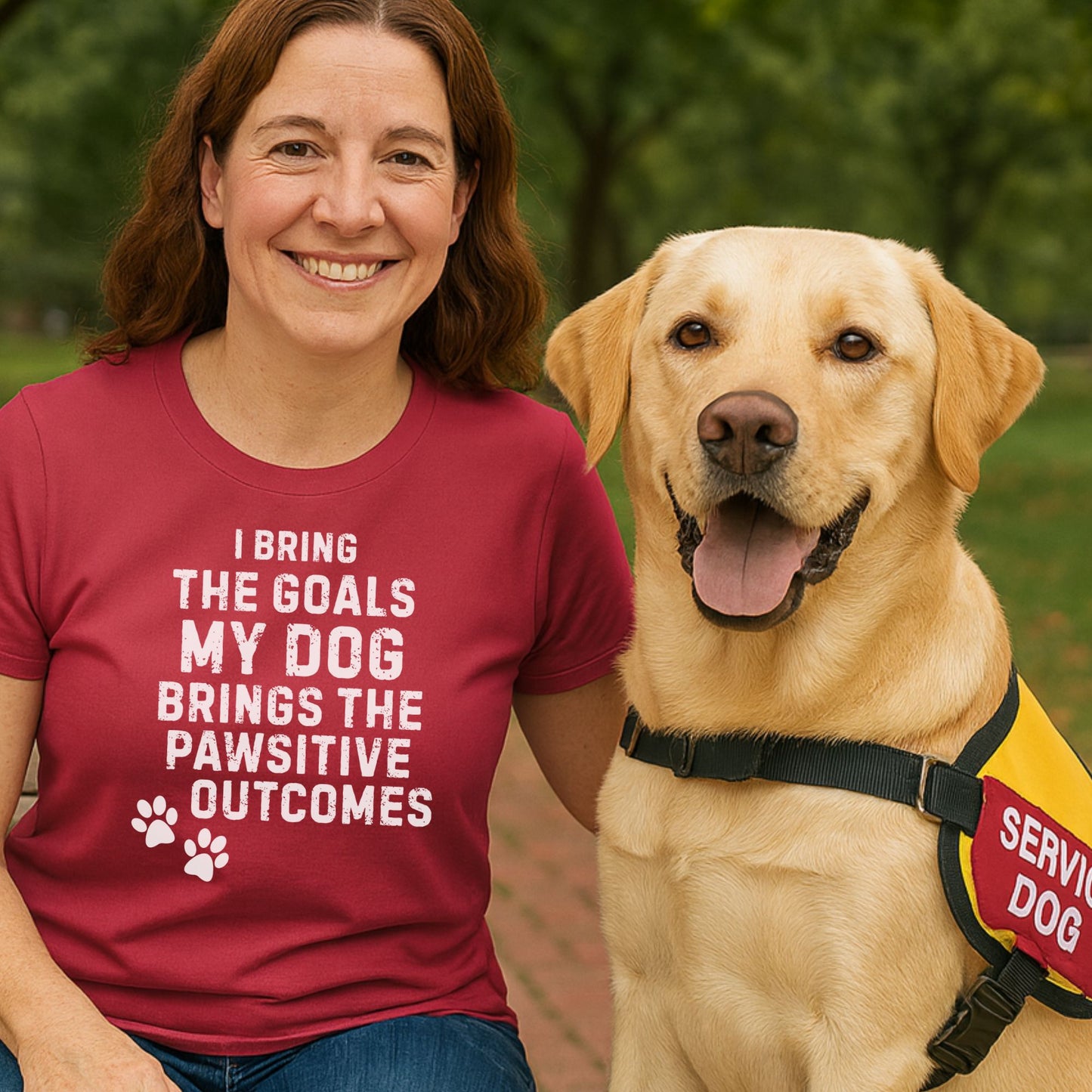 I Bring the Goals, My Dog Brings the Pawsitive Outcomes T-Shirt | Comfort Colors 1717 Service Dog Tee