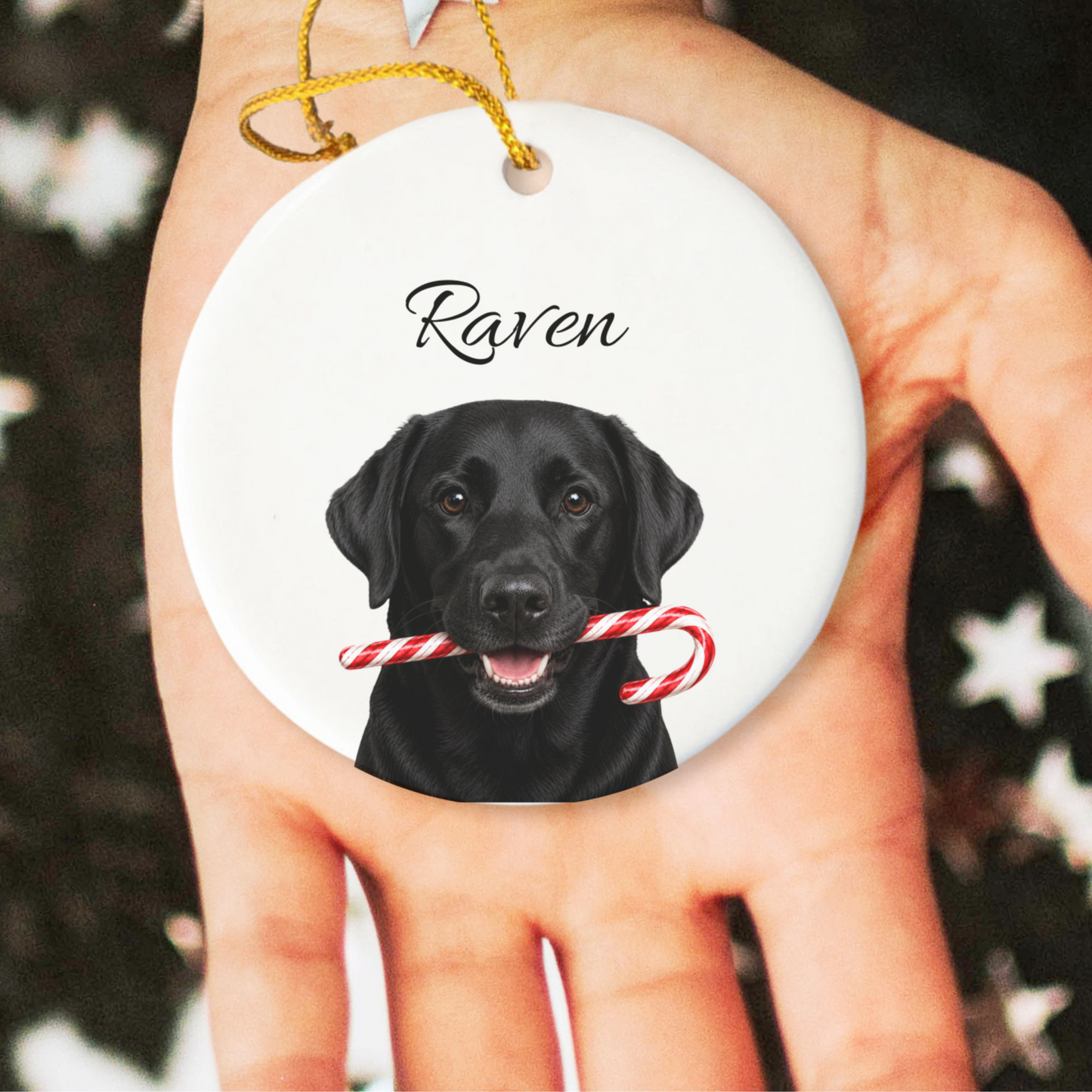 Personalized Black Lab Ornament, Custom Dog Name Christmas Ornament, Labrador Retriever Gift, Dog Lover Gift