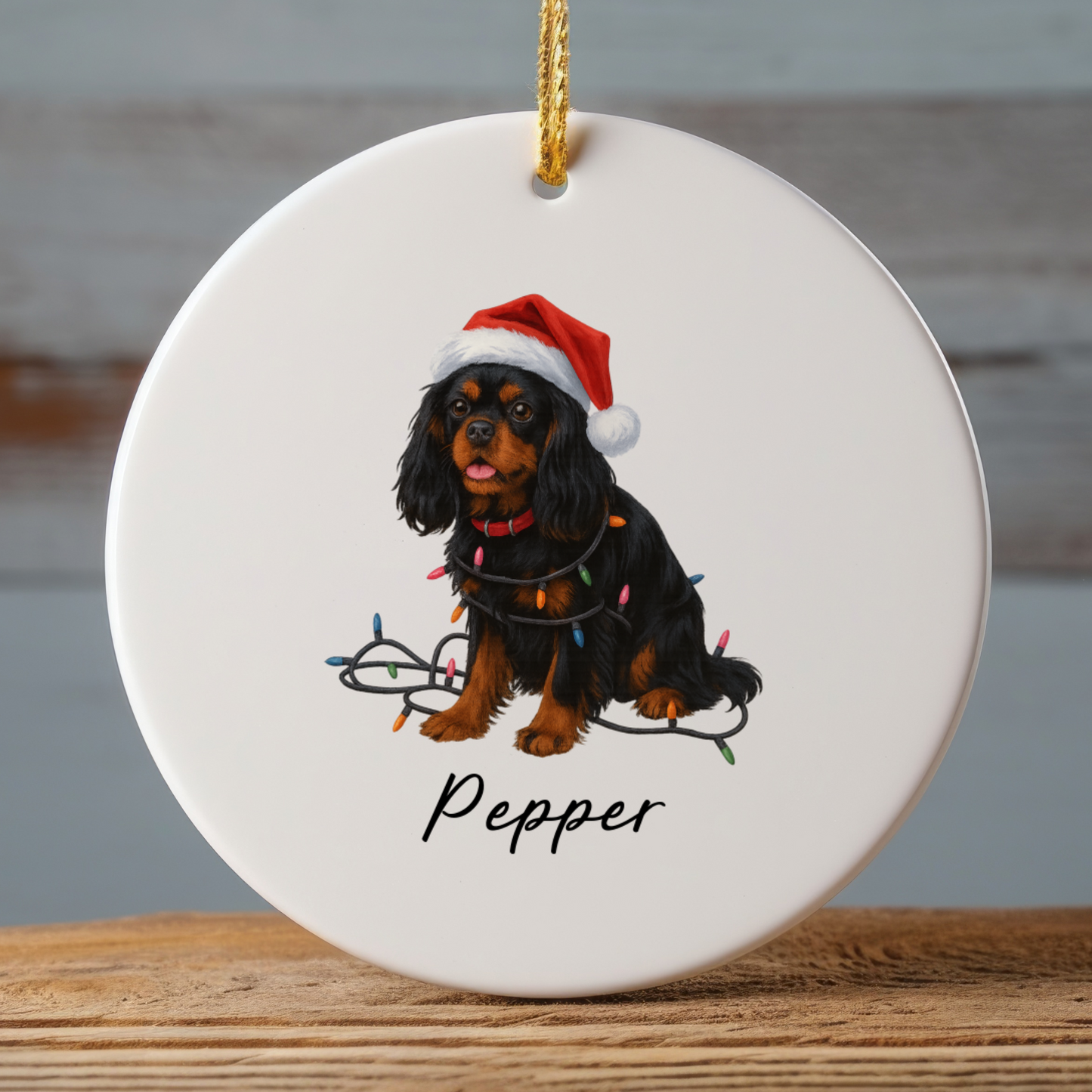 Personalized Black and Tan Cavalier King Charles Spaniel Ornament, Custom Dog Christmas Ornament, Cavalier Lover Gift