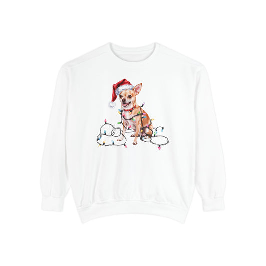 Christmas Chihuahua Sweatshirt, Christmas Lights Dog Sweatshirt, Chihuahua Mom Sweatshirt, Christmas Dog, Gift for Dog Lover, Chihuahua