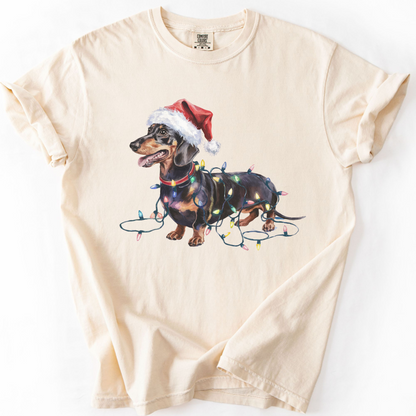 Christmas Dachshund Shirt, Christmas Lights Dog Tee, Christmas Dog Tee, Dachshund Mom Tshirt, Gift for Dog Lover, Dachshund