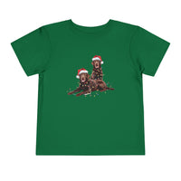 Load image into Gallery viewer, Christmas Chocolate Labrador Toddler Shirt, Lab Tee for Toddlers, Christmas Lights Dog Tee, Christmas Dog, Gift for Dog Lover, Chocolate Lab
