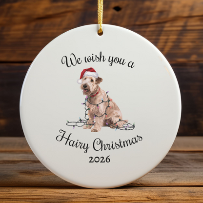 Christmas Soft Coated Wheaten Terrier Ornament, Christmas Lights Dog Keepsake