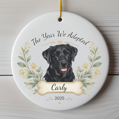 Personalized Adoption Dog Ornament, Custom Pet Christmas Keepsake Gift