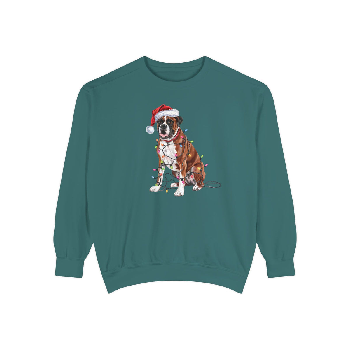 Christmas Boxer Sweatshirt, Christmas Lights Dog