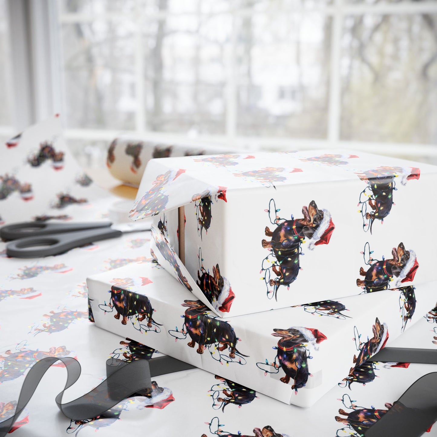 Dachshund Christmas Lights Wrapping Paper