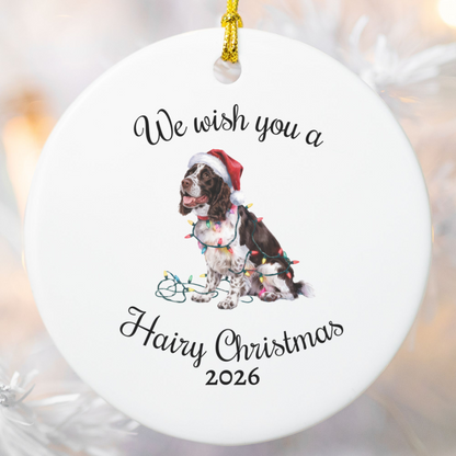 Christmas Brown Springer Spaniel Ornament, Christmas Lights Dog Keepsake