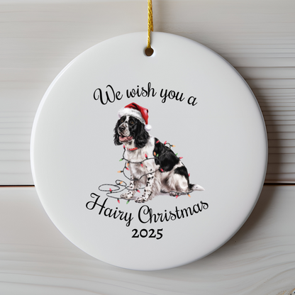 Christmas Black Springer Spaniel Ornament, Christmas Lights Dog Keepsake
