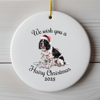 Load image into Gallery viewer, Christmas Black Springer Spaniel Ornament, Christmas Lights Dog Keepsake
