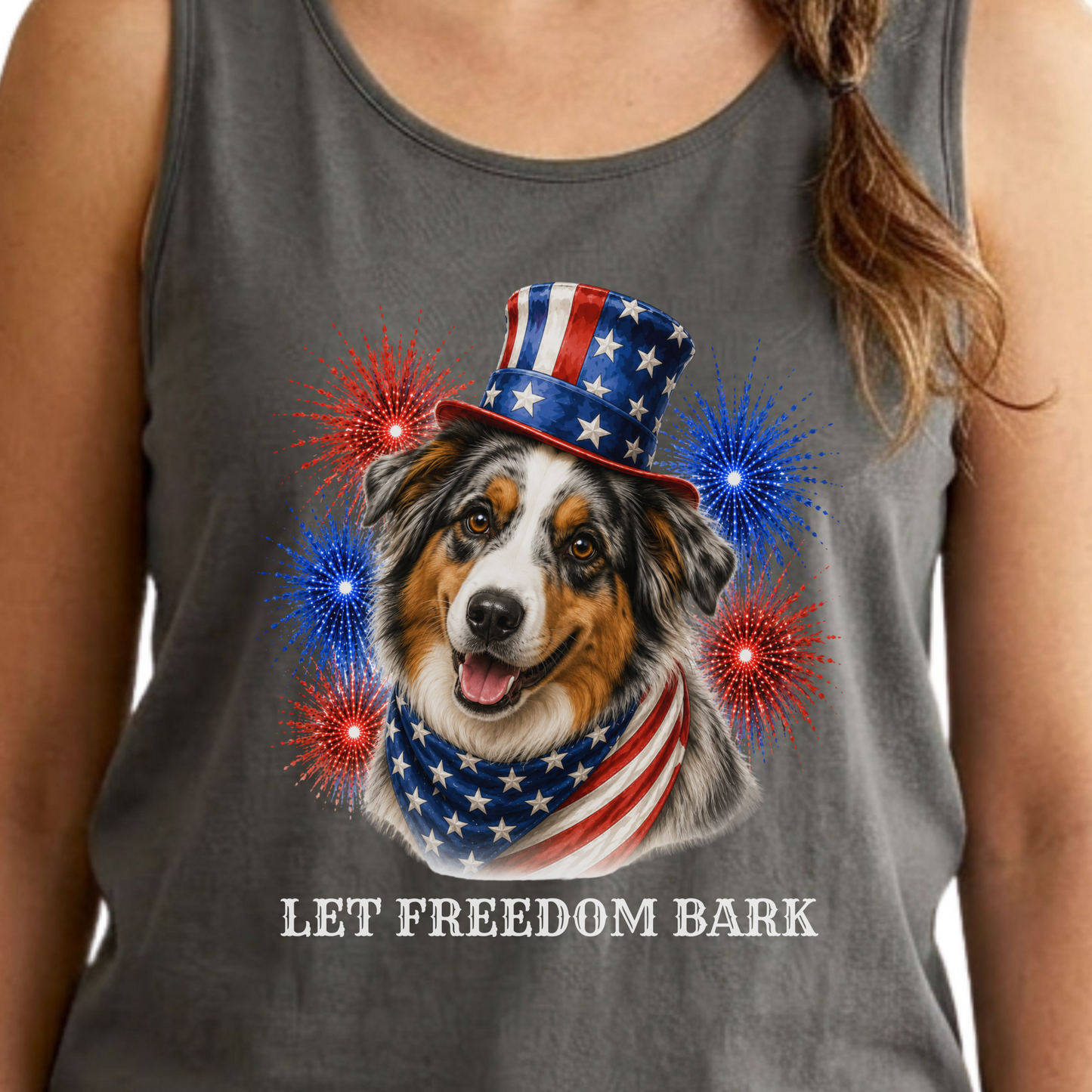 Patriotic Australian Shepherd Tank Top
