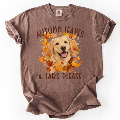 Yellow Lab Mom Fall Shirt, Autumn Leaves & Labs Please
