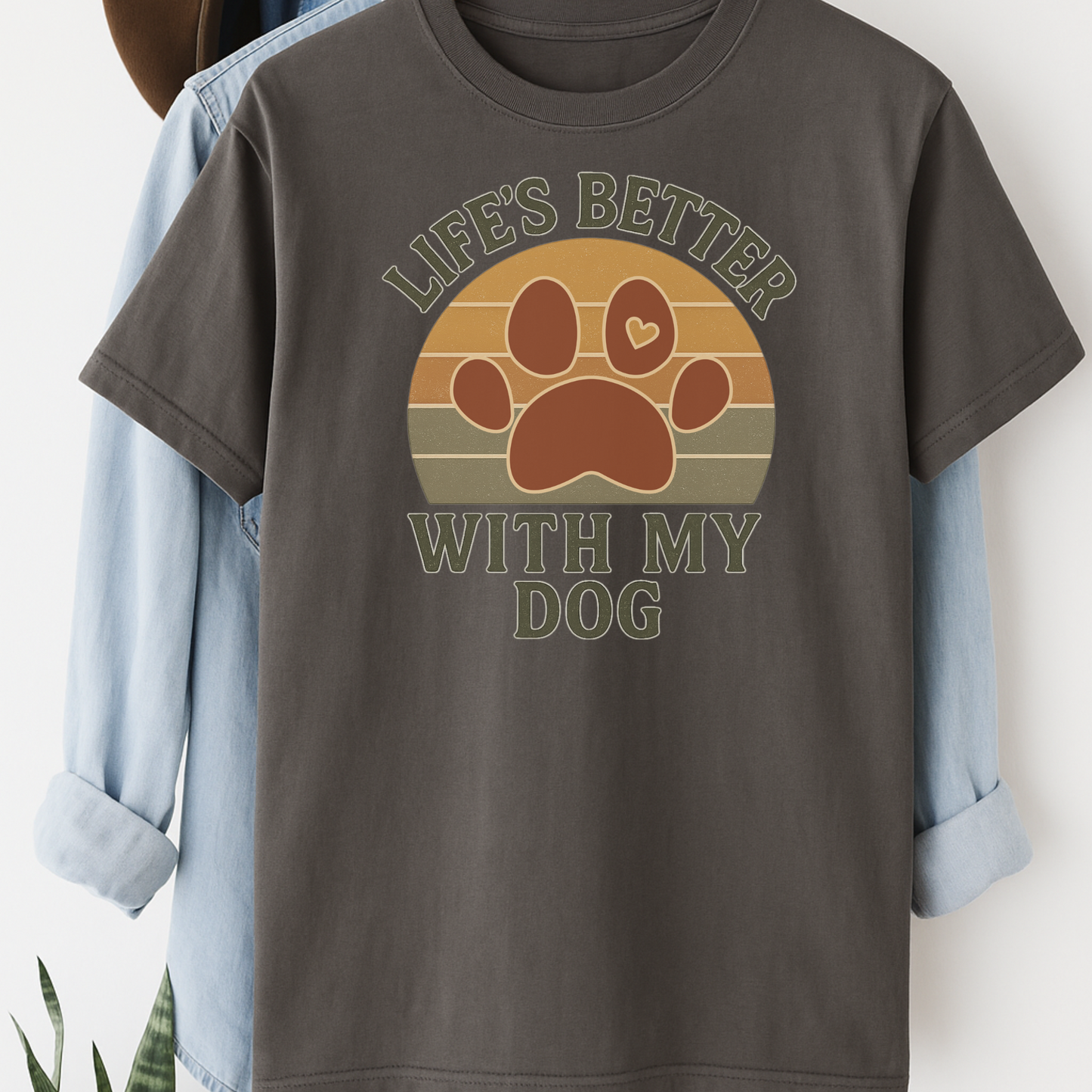 Life’s Better With My Dog Retro Paw Print Shirt