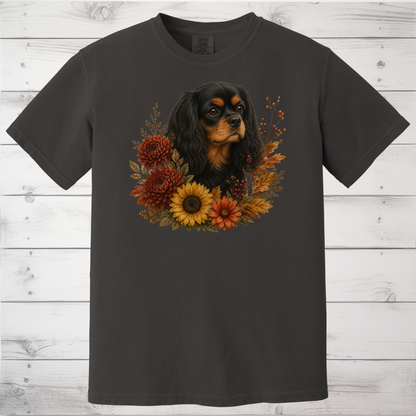Black and Tan Cavalier Autumn Floral Shirt