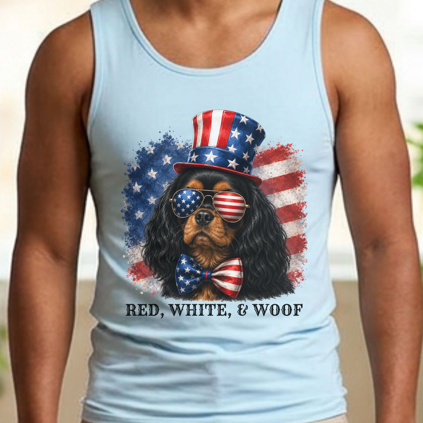 Patriotic Black and Tan Cavalier Tank Top