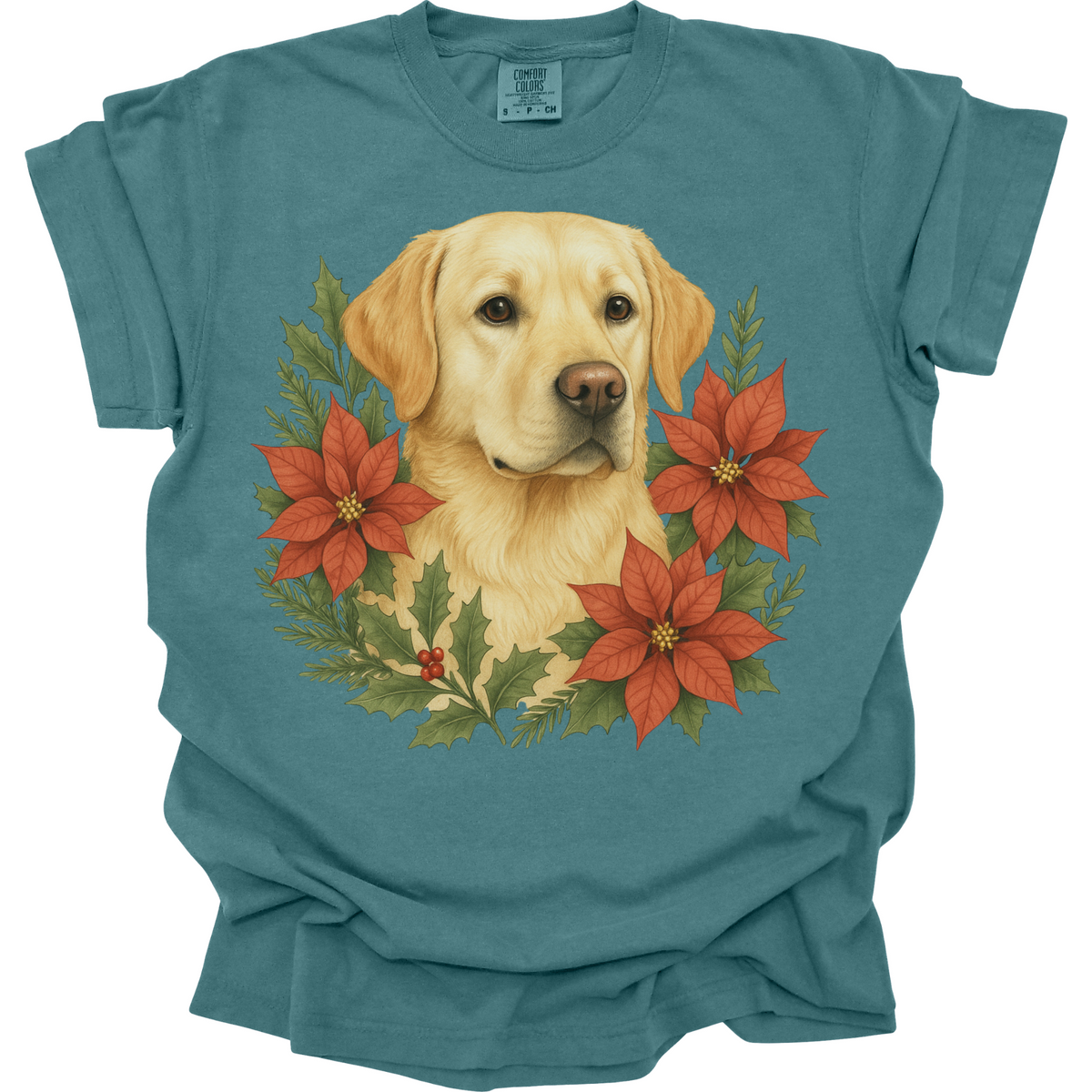 Yellow Lab Poinsettia Christmas Shirt