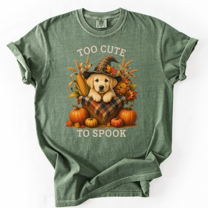 Yellow Lab Halloween Shirt, Too Cute To Spook Fall Dog Lover Tee