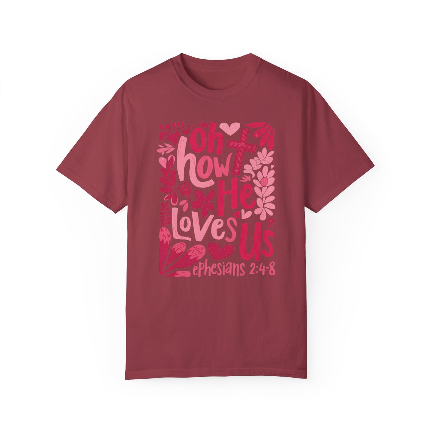 Vintage Floral Valentine's Unisex T-shirt, Retro Boho Tee, Ephesians 2:4-8 Christian Shirt, Valentine's Day Gift, Love Quote Shirt