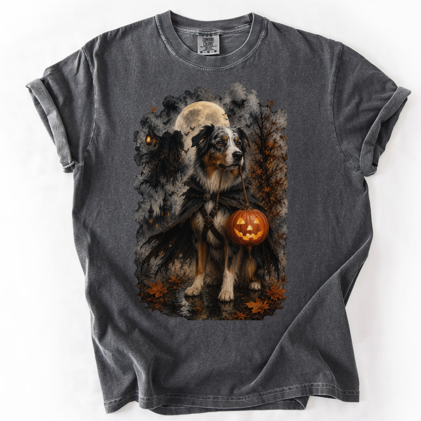 Australian Shepherd Headless Horseman Inspired Halloween Comfort Colors Shirt
